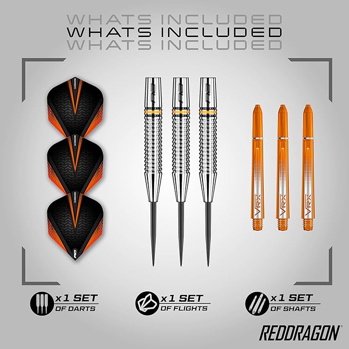RED DRAGON Amberjack Series Darts Set with Flights and Shafts (Stems)