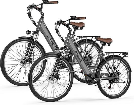 Cores Electric Bike for Adults, 26" Electric Commuter Bike with 1200W Peak Motor, 28MPH 70 Miles Max, 48V 576Wh Removable Battery, 7-Speed City Cruiser Mountain E Bike for Commuting