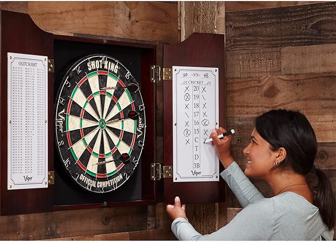 Viper Hudson Sisal/Bristle Steel Tip Dartboard Cabinet, Mahogany Finish