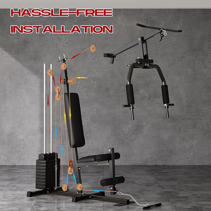 Multifunctional Full Body Workout Machine, Workout Station with 100 LBS Weight Stack, Home Gym Equipment