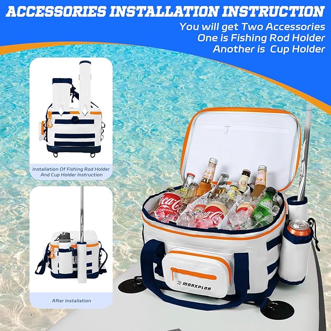 Waterproof Shell 24 cans Paddle Board Cooler Bag, Sup Deck,Kayak Cooler Bag Accessories