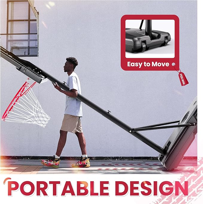 Basketball Hoop with Adjustable Height Portable Basketball Goal System for Outdoor Indoor Use 45 inches Heavy-Duty Steel Frame Backboard for Youth and Adults
