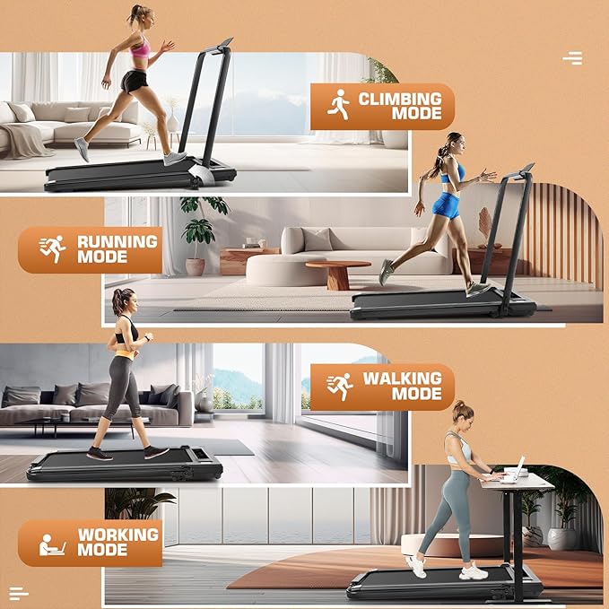ANCHEER 4 in 1 Under Desk Treadmill with Incline - 2s Folding/Max 300 lb Capacity Walking Pad - Compact Electric Treadmill for Home, Gym, or Office with LED Touch Screen and Remote Control