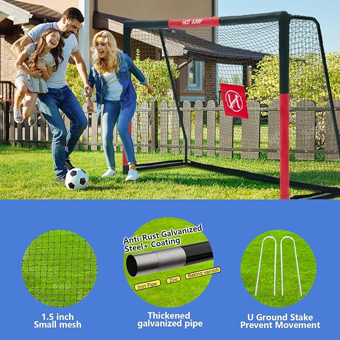 Soccer Goal for Backyard,6x4/8x5/10x6.5/12x6.5ft Metal Soccer, Soccer Goal for Kids 8-12, Soccer net with Zipper Design, Easy Assemble, Weatherproof Foam Padded Goal Post, Adults