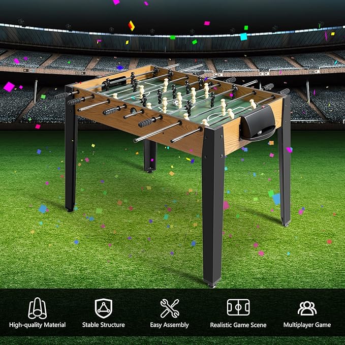 GYMAX 48” Foosball Table, Arcades Soccer Game Table for Multiplayer with 2 Balls, Score Keepers Wooden Competition Sized Foosball Table for Adults and Kids