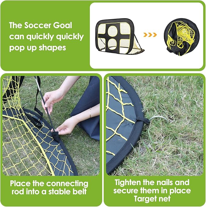 Soccer Net for Kids Portable Pop Up Soccer Goals with Carrying Bag Foldable Soccer Target Net Indoor Outdoor Backyard Practice