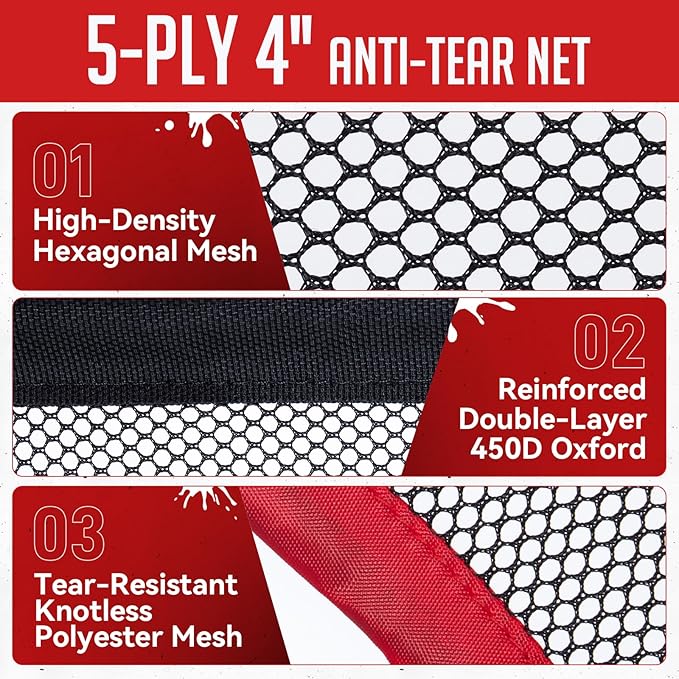 Soccer Target Net, 12x6ft Goal Net with 5 Scoring Zones for Practice Shooting & Goal Shots, Anti-Tear Mesh, 3 Steel Rods, Removable Stick-On Markers, Portable Football Training Equipment