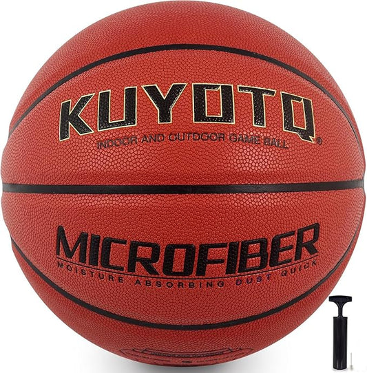 KUYOTQ Kids Toddler Youth Adult Size 3/4/5/6/7 Basketball 22/25.5/27.5/28.5/29.5" Thickened Rubber or Faux Leather Basketball for Boys Girls (Deflated)