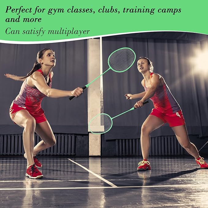 Wettarn 12 Pcs Badminton Rackets Bulk with 18 Nylon Badmintons, Shuttle Set for Adults Teenagers Youth Beginners Advanced Player Backyard Gym Beach Outdoor