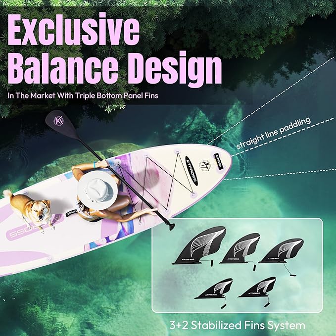 12'x36 Inflatable Paddle Board, 500lbs Extra Wide Stand Up Paddleboard for Adults with Premium SUP Accessories Kit & Backpack, Blow Up Kayak Non-Slip Stable Deck Boat for Yoga Fishing Surf