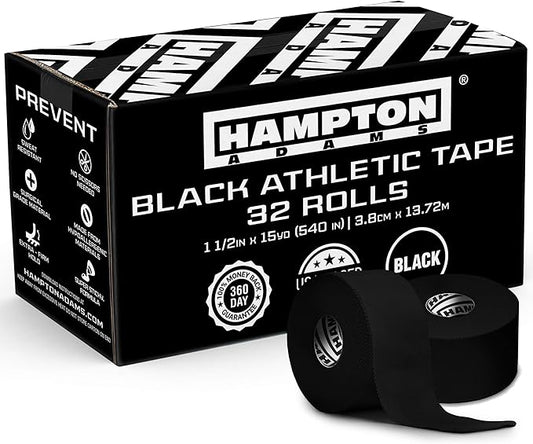 Hampton Adams | Official BJJ Partner | As Seen on Shark Tank | Bulk Athletic Sports Tape (32-Pack, 45ft) | Easy Tear & No Sticky Residue | Strong Support for Athletes Trainers Injury Wraps