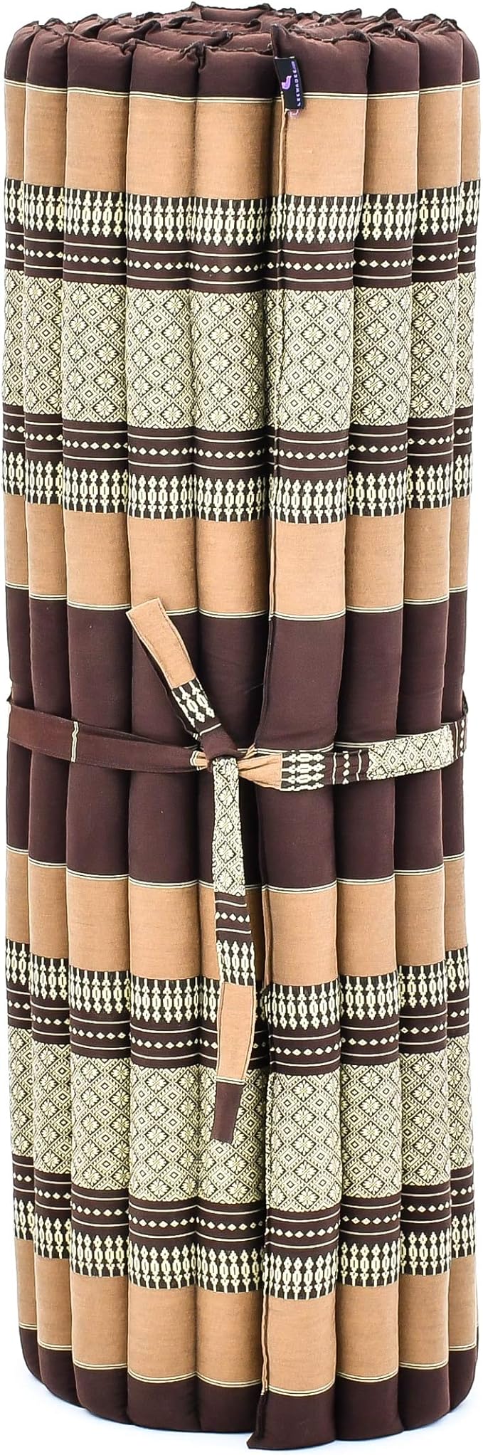 Leewadee - Kapok Roll Mat – Handcrafted Folding Sleep & Relaxation Mattress from Thailand, Ideal as Guest Bed, Camping Mat, Yoga Mat or Traditional Futon, 75 x 39 inches, Brown
