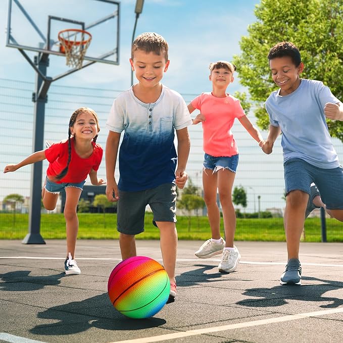 Small Sports Balls for Toddler Pack of 6, 2 Each of 5" Football, Basketball, Soccer for Playground, Toy Balls Inflatable Multi-Sport Ball Set with 1 Pump for Indoor and Outdoor Activities