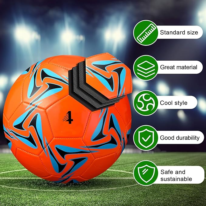 18 Pcs Soccer Balls Football with 4 Pumps Sports Soccer Balls Official Size Soccer Indoor Outdoor Soccer for Child Teens Adult Players Game Training Back to School Gift