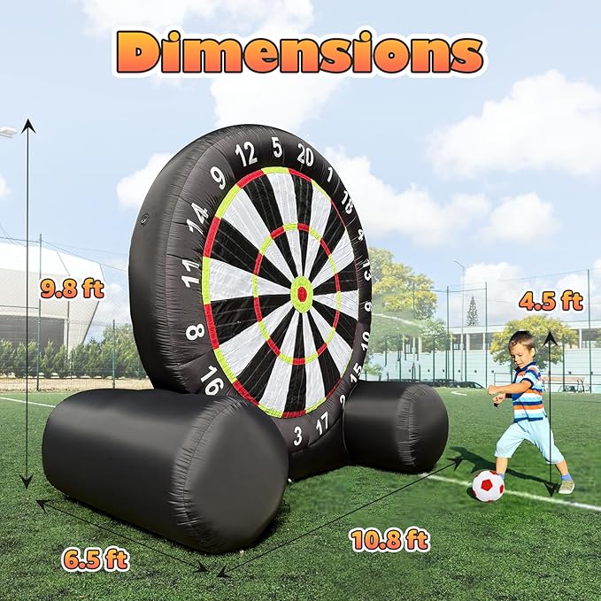 Inflatable Soccer Dart Board - Giant Outdoor Yard Game with Blower & Accessories for Fun