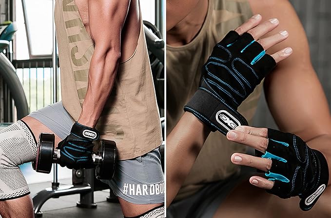 Workout Gloves, Gym Gloves for Men, Wrist Wraps Lifting Wrist Wraps Gloves for Working Out, Hand Out Gloves Fitness Gloves Full Palm Protection