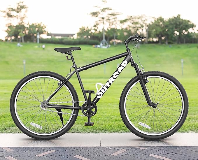 Betterland 26 Inch Mountain Bike, Adult Bike with Dual V Brakes, High Carbon Steel Frame,Front Suspension, with Adjustable Ergonomic Seat Bicycle (X5 Black)