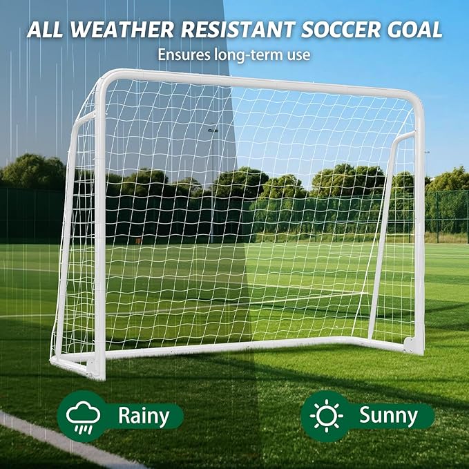 NAIZEA Soccer Goal - 12x6FT/16x7FT/10x6FT/8x6FT/6x4FT Soccer Goals for Backyard - Metal Soccer Goals for Youth Adult - Multiple Sizes Colors - Perfect for Games Indoor Outdoor Practice