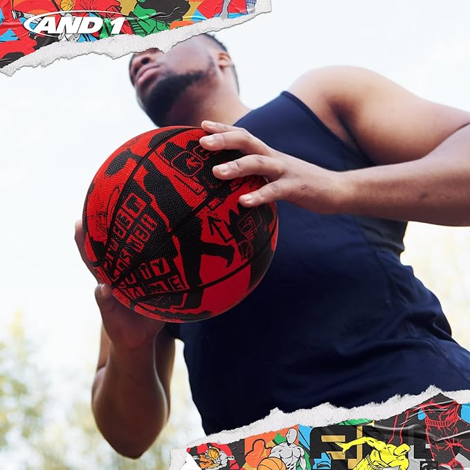 AND1 Street Art Rubber Basketball: Official Regulation Size 7 (29.5 inches) Rubber Basketball - Deep Channel Construction Streetball, Made for Indoor Outdoor
