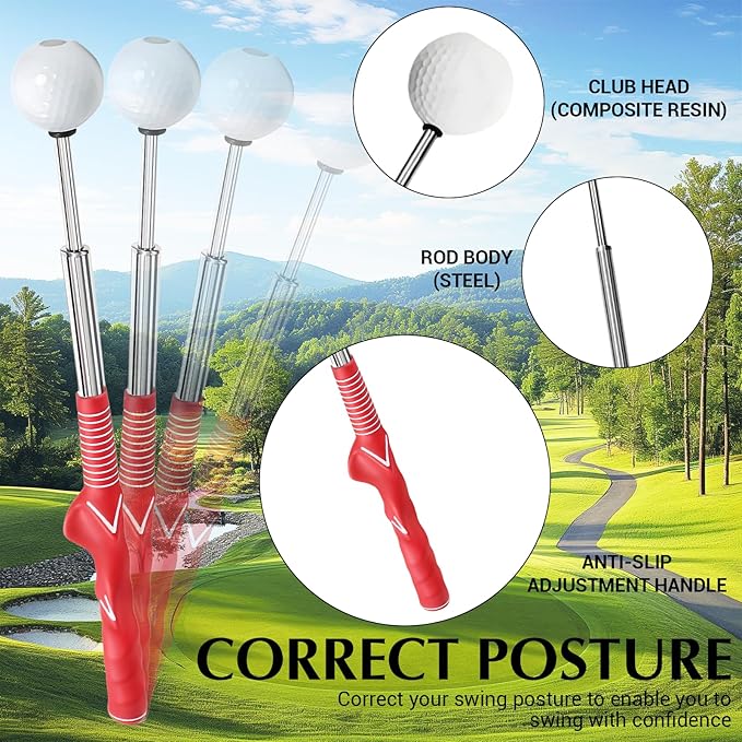 Golf Grip Trainer,Golf Swing Trainer,Retractable Right-Handed Grip Trainer Golf Training Aid for Warmup, Strength Tempo Practice, Indoor/Outdoor Use Improve Swing Rhythm & Accuracy