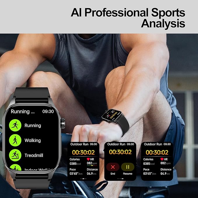 Smart Watch for Men Women, 2.04" AMOLED Color Screen, 24/7 Heart Rate, Blood Oxygen, Pressure, Sleep and Stress Health Monitor, Body Composition Insights, 150 Sports Modes (Brown)