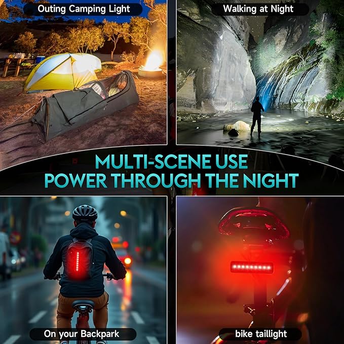 Upgrade Super Bright 6 LED Bike Light for Night Riding,3800 Lumens Aluminum Rechargeable Bicycle Light, 6000 mAh ,Runtime 48+hrs,10 Modes Waterproof Safety Bike Headlight Taillight for Outdoor Cycling