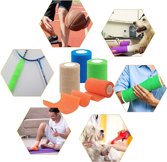 BQTQ 30 Rolls Self Adherent Wrap 3 Inch Self Adhesive Bandages Wrap Tape Stretch Bandage Self Stick Bandage Wraps for Wrist Ankle Swelling Sprains(15 Colors)