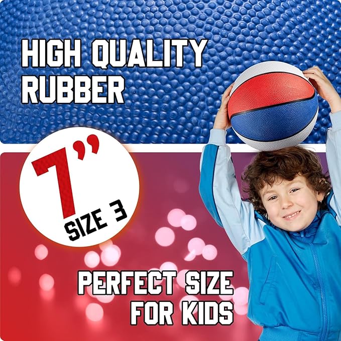 Rubber Mini Basketball Balls for Kids 7 Inch, Size 3 Pack of 45 - Mini Hoop Outdoor Basketball Set & Indoor, for Small Hoops & Pool Parties - Kids Party Favors