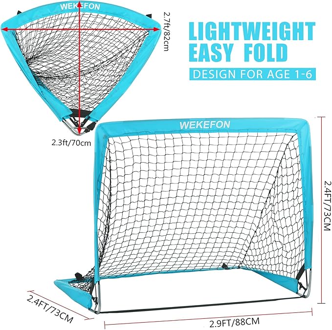 Soccer Goal with Carry Bag, 10/9MM Strengthen Pole, Arched Design, Kids Soccer Goals for Backyard Set 5x 3.1/3.6x2.7/2.9x2.4ft Portable Pop Up Soccer Nets for Toddler, Adults, Youth Games, Play, Gifts