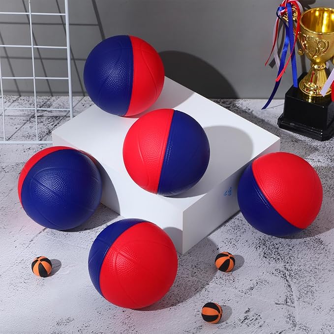 6 Pcs Foam Mini Basketball 4 Inch Mini Hoop Ball Small Squeeze Stress Balls Soft Quiet Bouncy Ball Foam Basketball for Indoor Outdoor Sport Theme Party Game Gifts