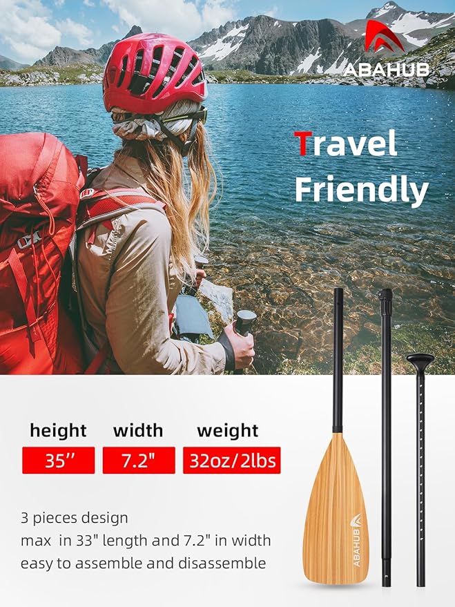 Abahub SUP Paddle - 3 Piece Adjustable Paddles - Lightweight Stand-up Paddle Oars for Paddleboard, Adjustable Aluminum Alloy Shaft 68" - 84", Black/Blue/Green/Orange/Red/Yellow Plastic Nylon Blade