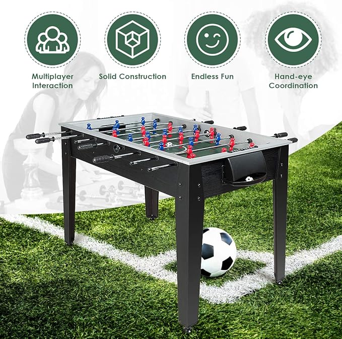 Giantex 48'' Foosball Table, Wooden Soccer Table Game w/Footballs, Suit for 4 Players, Competition Size Table Football for Kids, Adults, Football Table for Game Room, Arcades