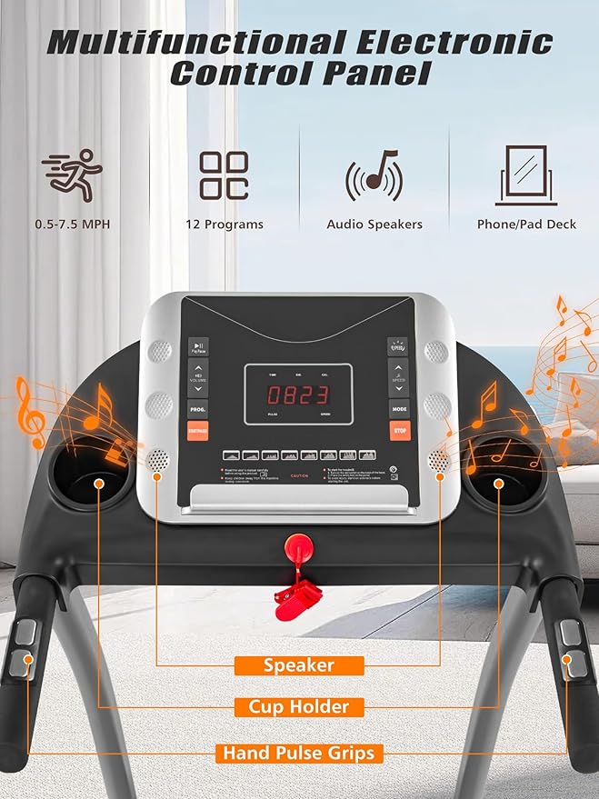 Merax Treadmills for Home,Foldable Treadmill with Incline, 300LBS Capacity Motorized Treadmills for Running Walking Exercise,3.0HP Quiet Treadmill Machine for Home with Heart Rate Sensors & Speaker