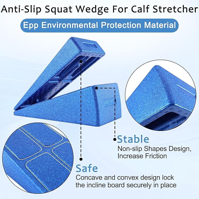 Slant Board Squat Wedge for Calf Stretching,3 Pcs 12" x 6.3" Foot Stretcher Balance Board for Plantar Fasciitis, Adjustable Foam Slant Board Wedge Great for Exercises