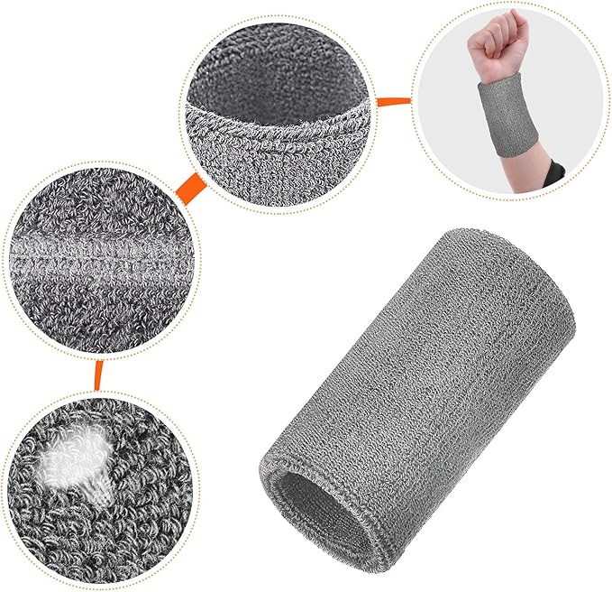 WILLBOND 6 Inch Wrist Sweat Bands for Men Women Tennis Elastic Athletic Long Sweatband Wrist Absorbent for Basketball Tennis Running Outdoor Activity