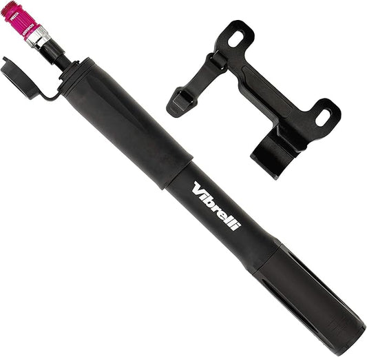 Vibrelli Mini Bike Pump - Presta & Schrader Bicycle Pump - 120 PSI Tire Pump for Road & MTB - No Valve Changing Needed
