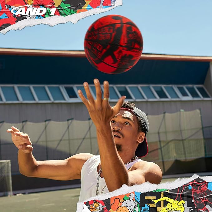 AND1 Street Art Rubber Basketball: Official Regulation Size 7 (29.5 inches) Rubber Basketball - Deep Channel Construction Streetball, Made for Indoor Outdoor