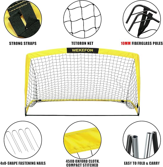 Soccer Goal with Carry Bag, 10/9MM Strengthen Pole, Arched Design, Kids Soccer Goals for Backyard Set 5x 3.1/3.6x2.7/2.9x2.4ft Portable Pop Up Soccer Nets for Toddler, Adults, Youth Games, Play, Gifts