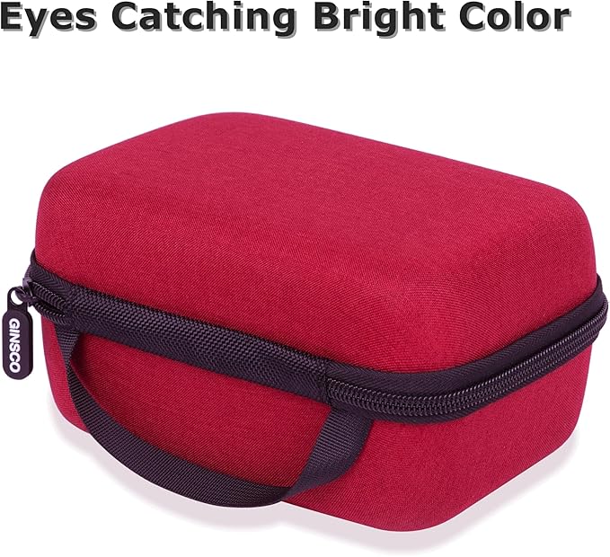 Ginsco Compact Hard Shell Case for Blood Pressure Monitor, Compatible with Omron Bronze/iHealth/Oklar, Portable Carrying Travel Case with Handle, Mesh Pocket for Cuff/Batteries/Charger (Red, M)