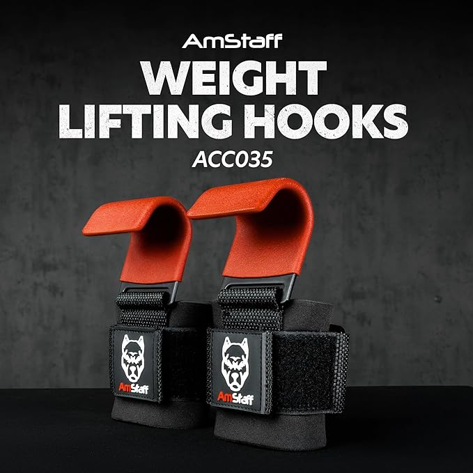 Weight Lifting Hooks (Pair) - Gym Wrist Straps with Steel Hooks for Weightlifting, Pull-Ups, Deadlifts, Strength Training, and Fitness Workouts - Adjustable Neoprene Wrist Support