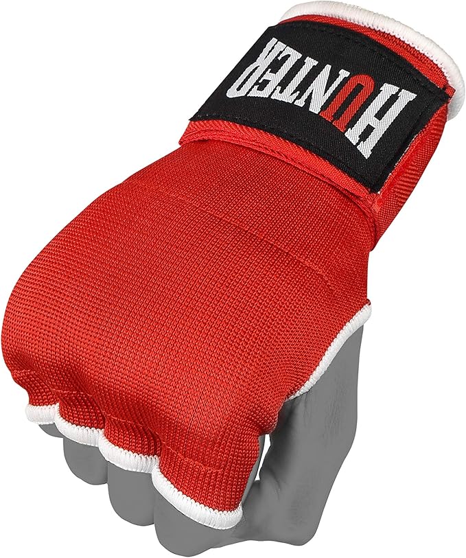 HUNTER Gel Padded Inner Gloves with Hand Wraps for Boxing, Quick Elastic Training Wraps for Men & Women, Muay Thai MMA Kickboxing Martial Arts Knuckle Wrist Protector (Pair)