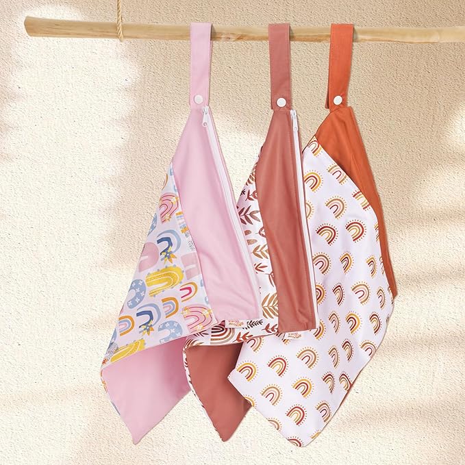 Wet Bag,Wet Dry Bag,Wet Bag for Swimsuit,With Two Zipper Wet dry Pouch,Waterproof Reusable Rainbow