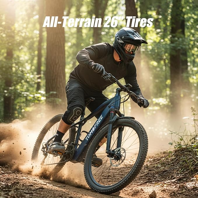 Tomofree Electric Bike for Adults, 21-Speed Mountain Ebike, Peak 1200W 24MPH Brushless Motor, Up to 30 Miles 37V Battery, 26X2.1 Tires Step-Over Electric Bycicle for Commute