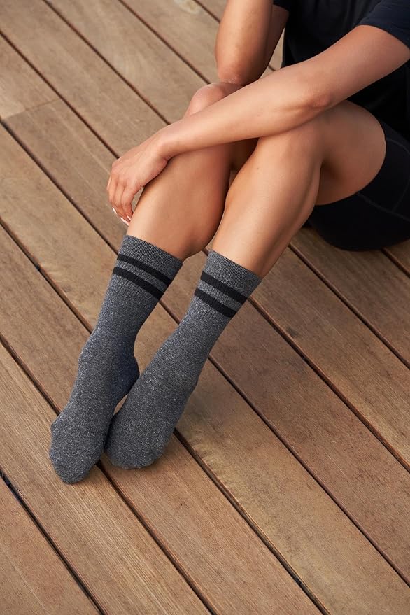 TAVI Kai Fashion Crew Grip Socks - For Slipper Barre, Pilates, and Yoga - with Grips for Women and Men