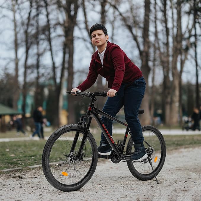 Mountain Bike 24 26 Inch, 21 Speeds Aluminum Frame/High-Carbon Steel Frame, Front Suspension Boys Girls Sport Bike, Adult Teens Bicycle for City Commuters, Summer Ride and Short Trip Camping