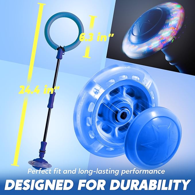 JOYIN Blue Ankle Skip Ball with Flashing Lights, Toy for Kids Indoor & Outdoor, Flashing Swing Ball Foldable Sports Toy, Birthday Gifts for Kids 3 4 5 +