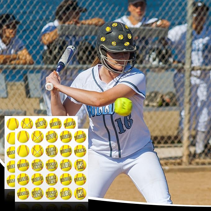 Jecery 200 Pcs Baseball Softball Helmet Decals Vinyl Sports Softball Stickers Self Adhesive Helmet Stickers Decals Baseball Accessories for Batting(Letter Style)