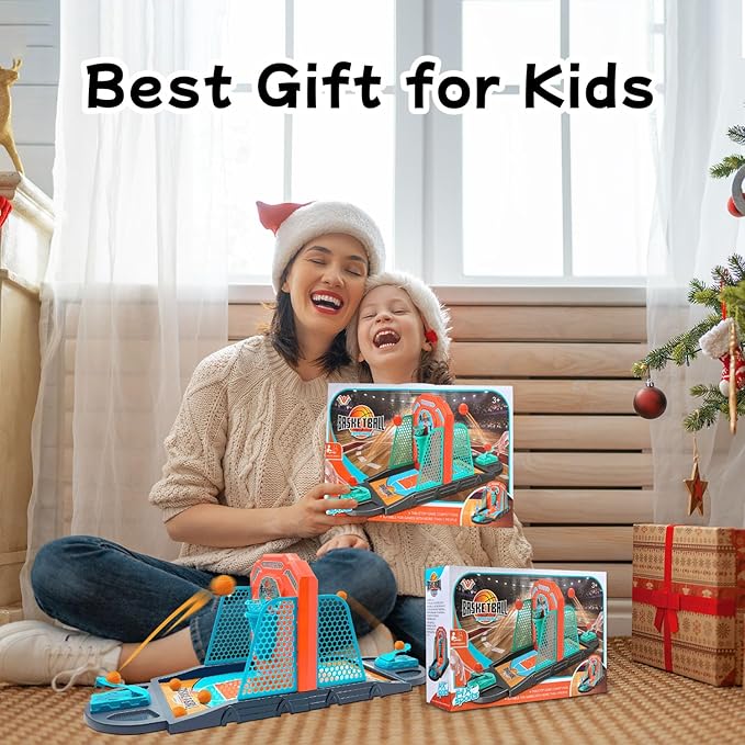 Basketball Shooting Game Toy, Funny Shooting Game, Desktop Table Basketball Games Set, Fast and Frenzied Launching ball - Including 1 Basketball Stand and 10 Balls, Gift for Kids 3-10 Year Old