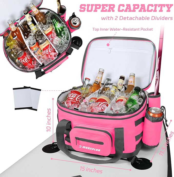 Waterproof Shell 24 cans Paddle Board Cooler Bag, Sup Deck,Kayak Cooler Bag Accessories