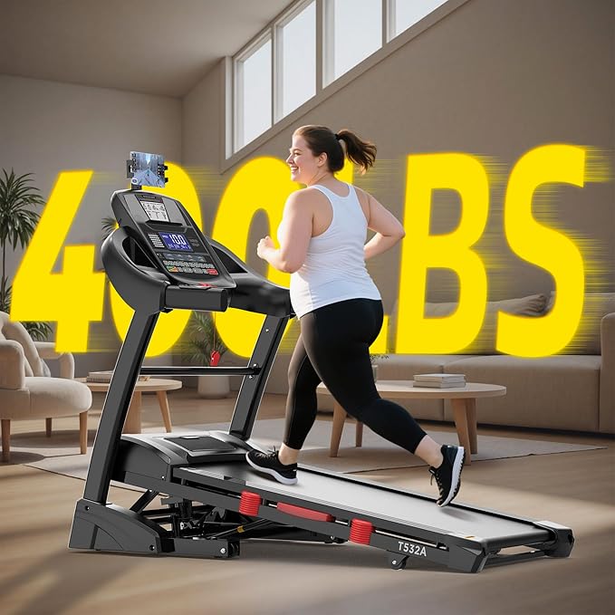 Treadmill with Incline for Home, Folding Treadmill with 400LBS Capacity, 7.5MPH or 10MPH, 16'' or 18'' Wide Belt, 64 Programs, APP Control, Shock Absorption, Home & Office